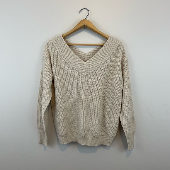 Only Sweaters - ONLY BNWT beige V neck sweater made with recycled polyester.